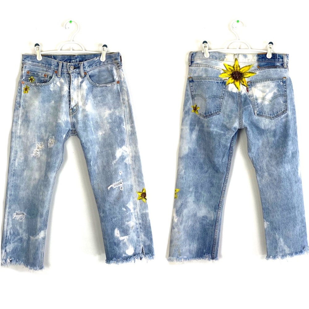Levi’s Jeans Custom Painted & Distressed Denim - Picture 2 of 16